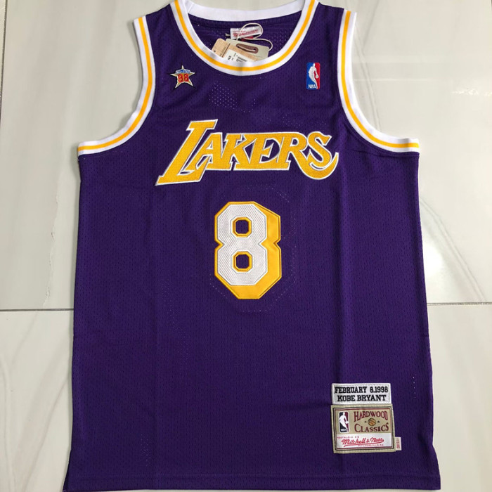 Mitchell&ness FEBRUARY 8.1998 KOBE BRYANT Los Angeles Lakers Basketball Shirt Classic NBA Jersey