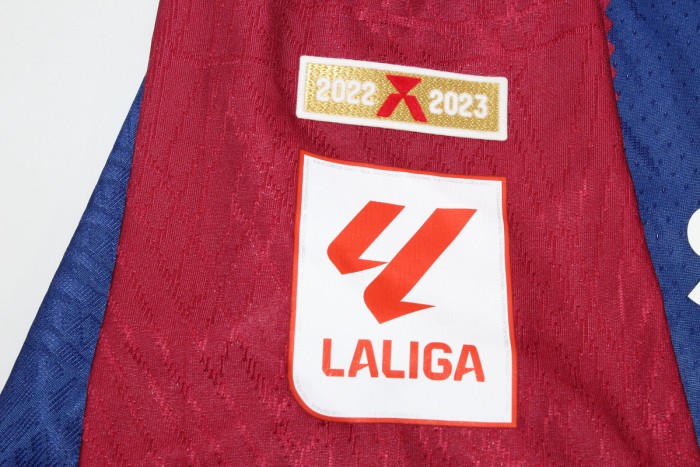 with Champions+LALIGA Patch+Sleeve Patch Fans Version 2023-2024 Barcelona Home Soccer Jersey
