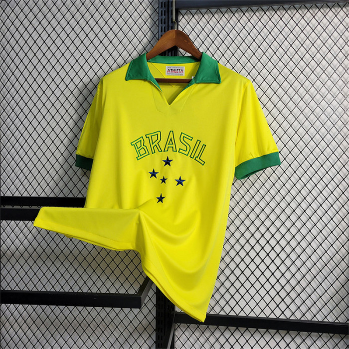 with Sponor Logo Retro Jersey 1958 Brazil Home Soccer Jersey Vintage Brasil Camisetas de Futbol