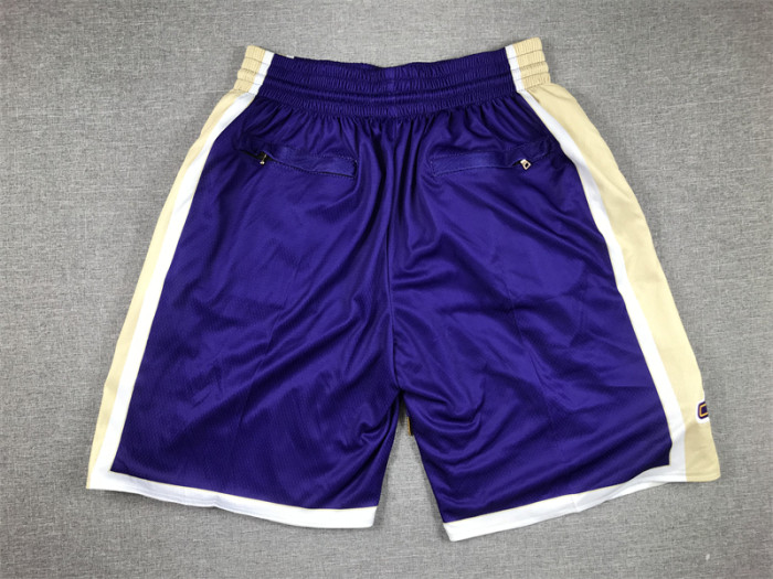 with Pocket Los Angeles Lakers 24 Kobe Bryant NBA Shorts Purple Basketball Hall of Fame Shorts