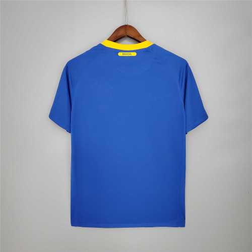 Retro Jersey 2010 Brazil Away Blue Soccer Jersey Vintage Brasil Camisetas de Futbol