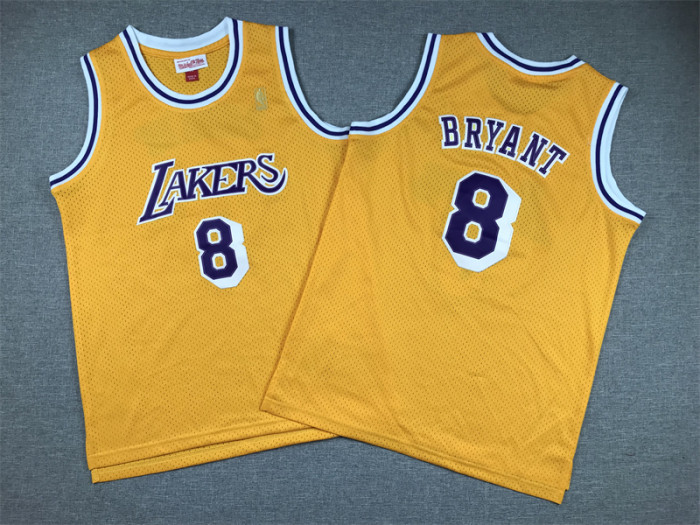 with Golden Logos Youth Mitchell&ness 1996-97 KOBE BRYANT 8 Los Angeles Lakers Basketball Shirt Classic Kids NBA Jersey