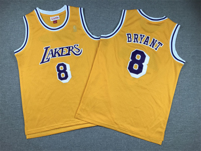 with Golden Logos Youth Mitchell&ness 1996-97 KOBE BRYANT 8 Los Angeles Lakers Basketball Shirt Classic Kids NBA Jersey