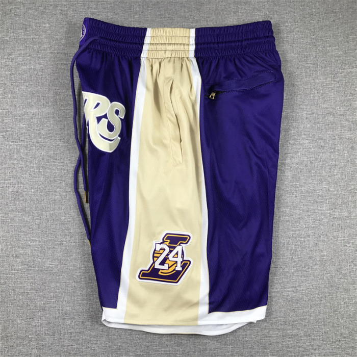 with Pocket Los Angeles Lakers 24 Kobe Bryant NBA Shorts Purple Basketball Hall of Fame Shorts