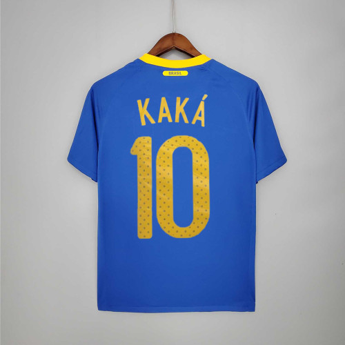 Retro Jersey 2010 Brazil KAKA 10 Away Blue Soccer Jersey Vintage Brasil Camisetas de Futbol