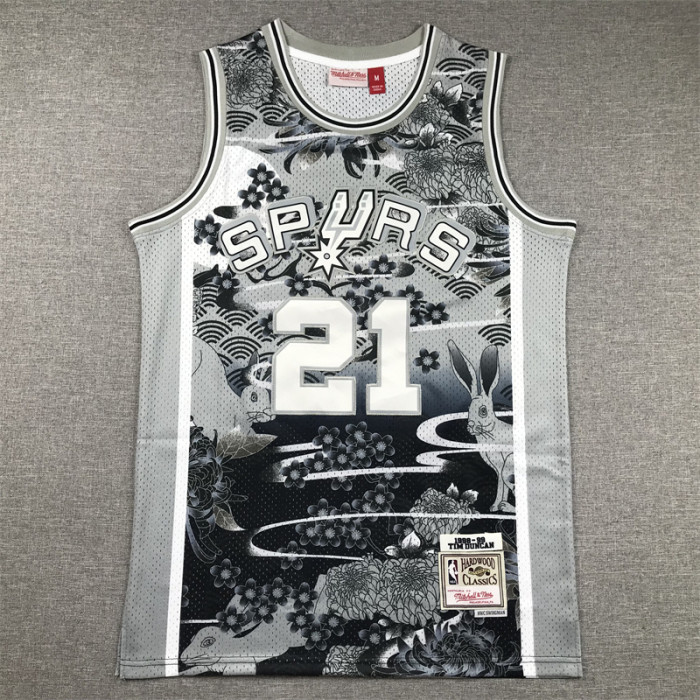 Mitchell&ness 1998-99 San Antonio Spurs Rabbit Edition Basketball Shirt 21 DUNCAN Classic NBA Jersey