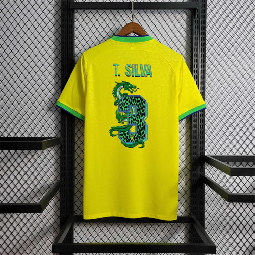 with Special Fonts Fans Version 2022 World Cup Brazil Home Soccer Jersey T.Silva 3 Ronaldo 9 Neymar Jr 10 Coutinho 11 E.militao 14 Vini Jr. 20 Football Shirt