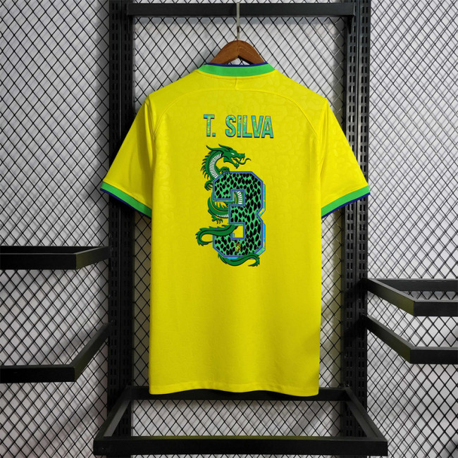 with Special Fonts Fans Version 2022 World Cup Brazil Home Soccer Jersey T.Silva 3 Ronaldo 9 Neymar Jr 10 Coutinho 11 E.militao 14 Vini Jr. 20 Football Shirt