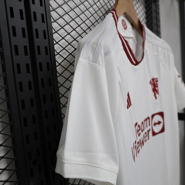 Fan Version 2023-2024 Manchester United 3rd Away White Soccer Jersey