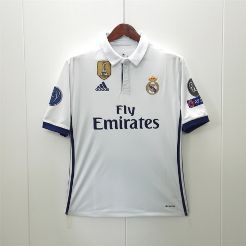 with UCL+Golden FIFA Patch Retro Jersey 2016-2017 Real Madrid Home Soccer Jersey