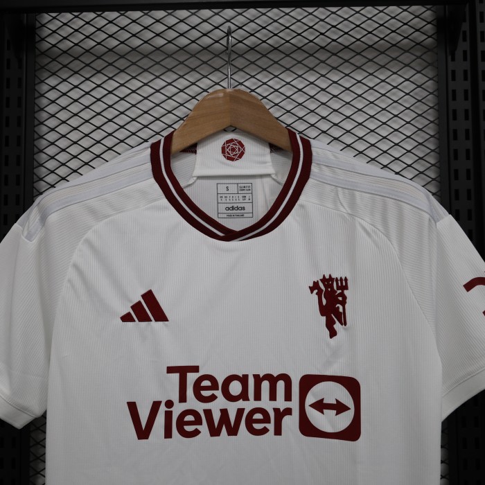 Fan Version 2023-2024 Manchester United 3rd Away White Soccer Jersey