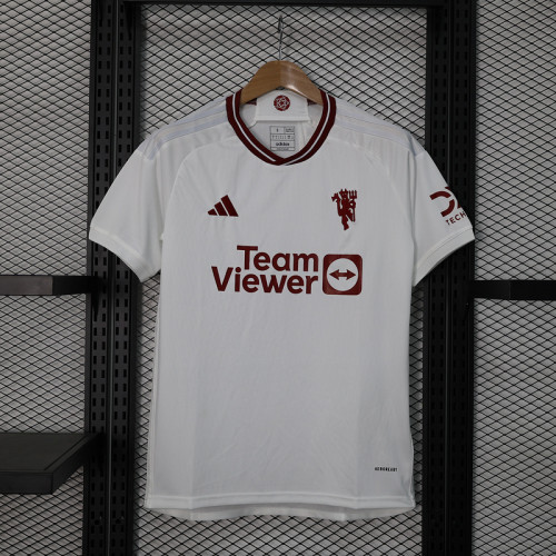 Fan Version 2023-2024 Manchester United 3rd Away White Soccer Jersey