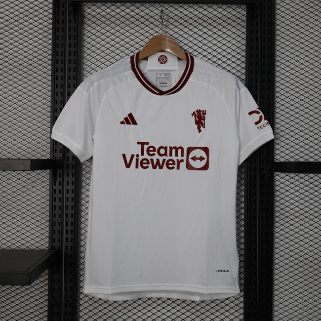 Fan Version 2023-2024 Manchester United 3rd Away White Soccer Jersey