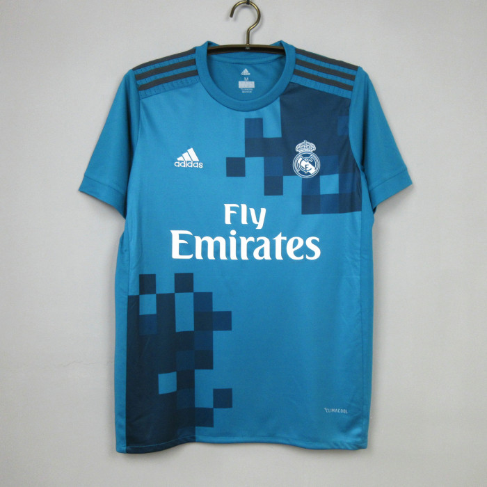 with UCL Patch Retro Jersey 2017-2018 Real Madrid RONALDO 7 Third Away Blue Soccer Jersey