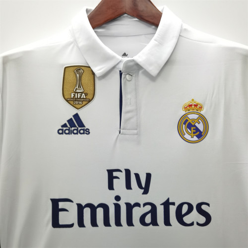 with UCL+Golden FIFA Patch Retro Jersey 2016-2017 Real Madrid Home Soccer Jersey