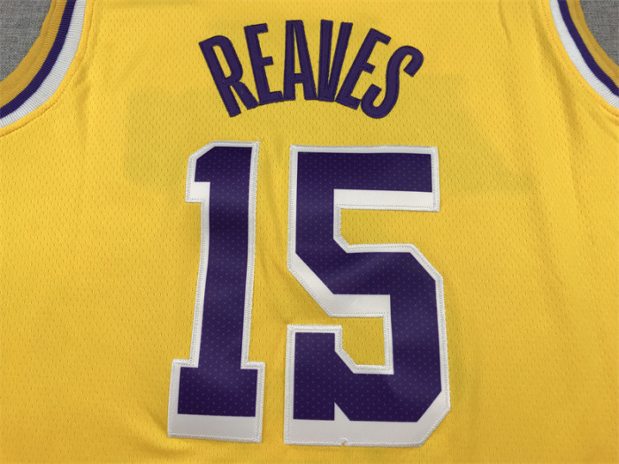 Round Neck Los Angeles Lakers 15 REAVES Yellow NBA Jersey Basketball Shirt