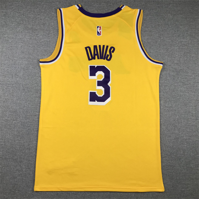 Round Neck Los Angeles Lakers 3 DAVIS Yellow NBA Jersey Basketball Shirt
