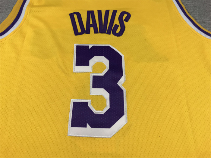 Round Neck Los Angeles Lakers 3 DAVIS Yellow NBA Jersey Basketball Shirt