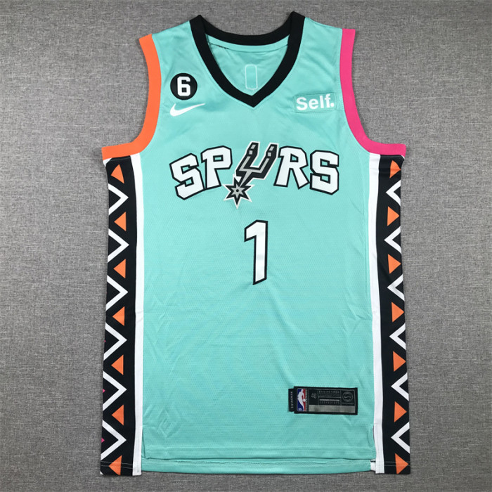 2023 City Editon San Antonio Spurs 1 WEMBANYAMA Green NBA Jersey Basketball Shirt