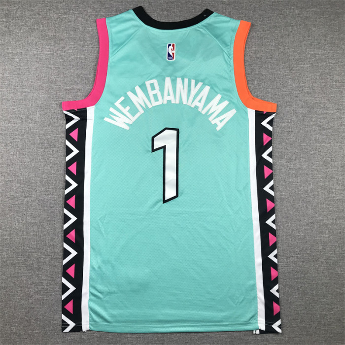 2023 City Editon San Antonio Spurs 1 WEMBANYAMA Green NBA Jersey Basketball Shirt