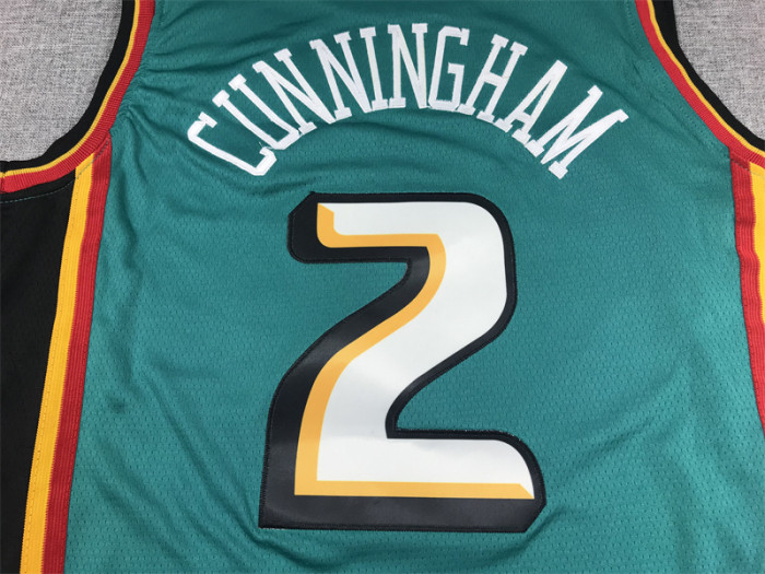 Detroit Pistons 2 CUNNINGHAM Green NBA Jersey Basketball Shirt