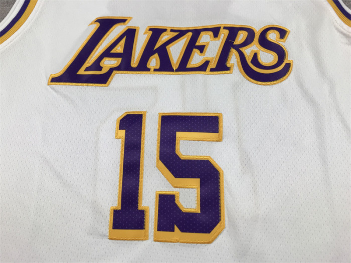 Round Neck Los Angeles Lakers 15 REAVES White NBA Jersey Basketball Shirt