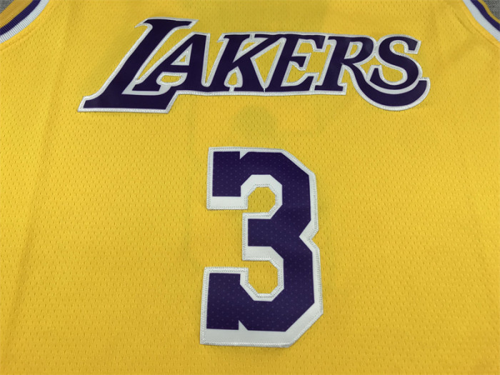 Round Neck Los Angeles Lakers 3 DAVIS Yellow NBA Jersey Basketball Shirt