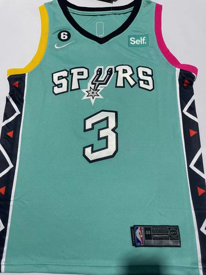 2023 San Antonio Spurs 3 JOHNSON Light Green NBA Jersey Basketball Shirt