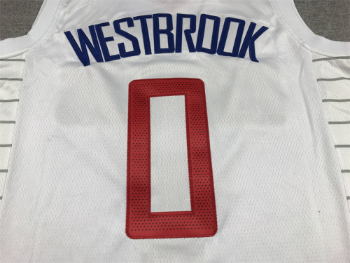 Los Angeles Clippers 0 Westbrook White NBA Jersey Basketball Shirt