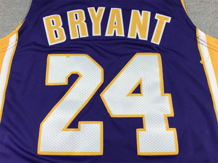 Mitchell&ness 2007-08 Los Angeles Lakers 24 Kobe Bryant 60 years Basketball Shirt V-Neck Purple NBA Jersey
