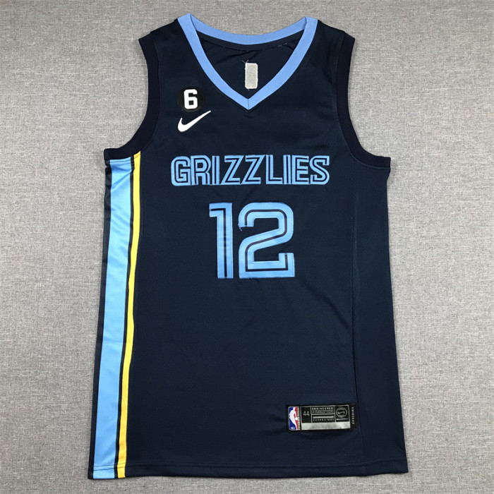 Memphis Grizzlies 12 MORANT Dark Blue NBA Jersey Basketball Shirt