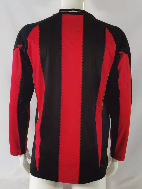 Long Sleeve Retro Jersey 2010-2011 AC Milan Home Soccer Jersey Vintage Football Shirt