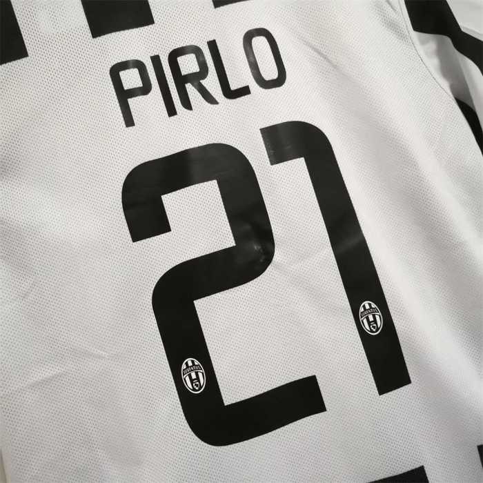 with Front Lettering+Scudetto+UCL Patch Retro Jersey 2014-2015 Juventus PIRLO 21 Final Match Champions League Home Soccer Jersey Vintage Football Shirt