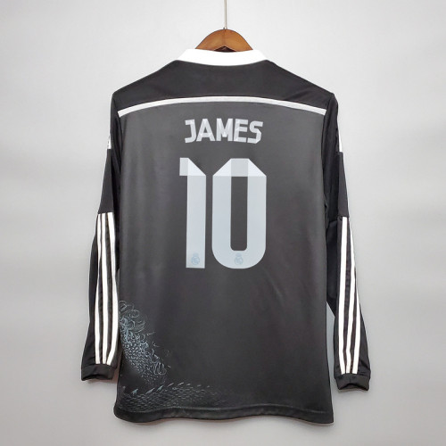 Retro Jersey Long Sleeve 2014-2015 Real Madrid JAMES 10 Third Away Black Soccer Jersey