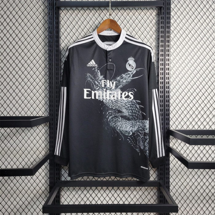 Retro Jersey Long Sleeve 2014-2015 Real Madrid JAMES 10 Third Away Black Soccer Jersey