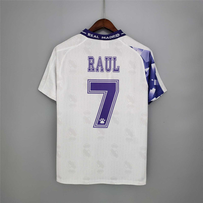 with LFP Patch Retro Jersey 1996-1997 Real Madrid RAUL 7 Third Away White/Purple Soccer Jersey