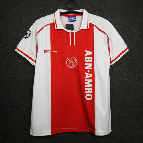with UCL Patch Retro Jersey 1998-1999 Ajax Home Soccer Jersey Vintage Football Shirt