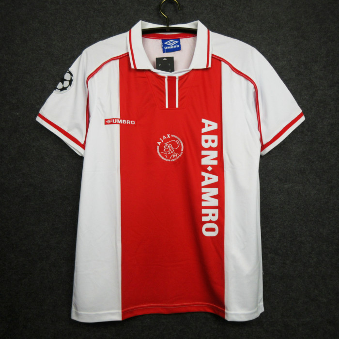 with UCL Patch Retro Jersey 1998-1999 Ajax Home Soccer Jersey Vintage Football Shirt