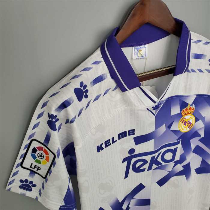 with LFP Patch Retro Jersey 1996-1997 Real Madrid RAUL 7 Third Away White/Purple Soccer Jersey
