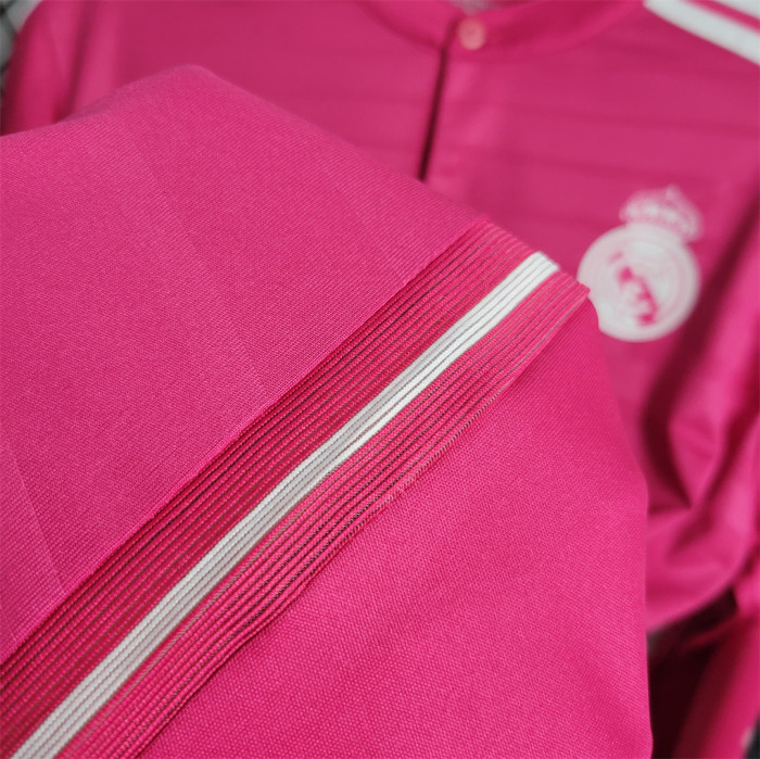 Retro Jersey Long Sleeve 2014-2015 Real Madrid Away Pink Soccer Jersey Vintage Football Shirt