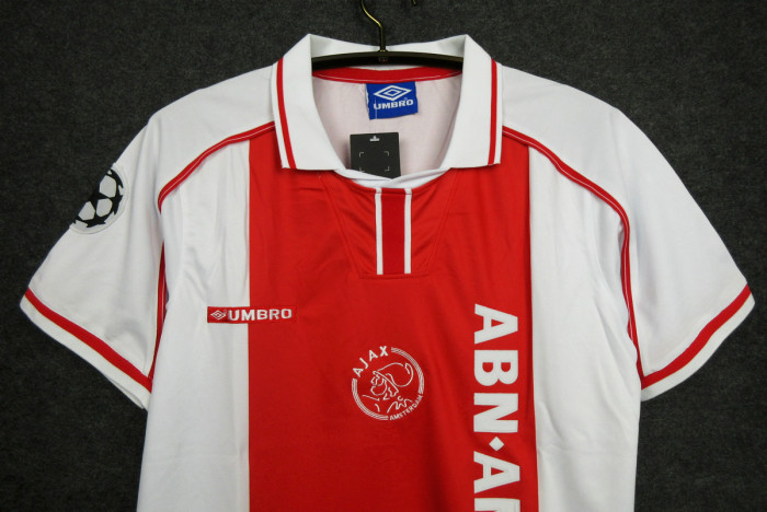 with UCL Patch Retro Jersey 1998-1999 Ajax Home Soccer Jersey Vintage Football Shirt