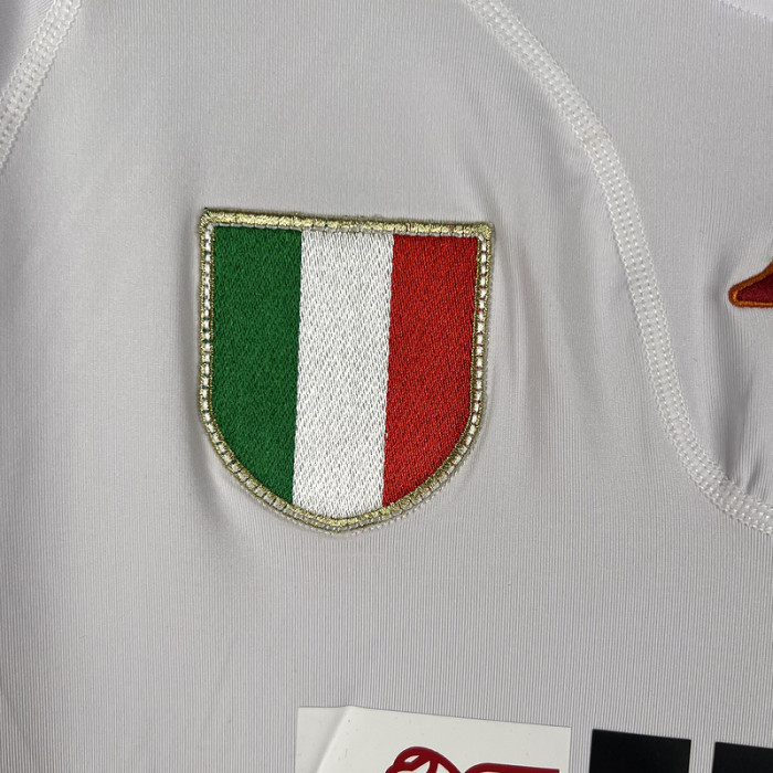 with Scudetto Patch Retro Jersey 2001-2002 As Roma Away White Soccer Jersey Vintage Football Shirt