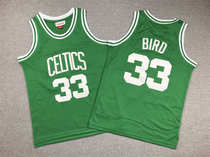 Mitchell&ness 1985-86 Youth Kids Basketball Shirt Boston Celtics 33 BIRD Green NBA Jersey