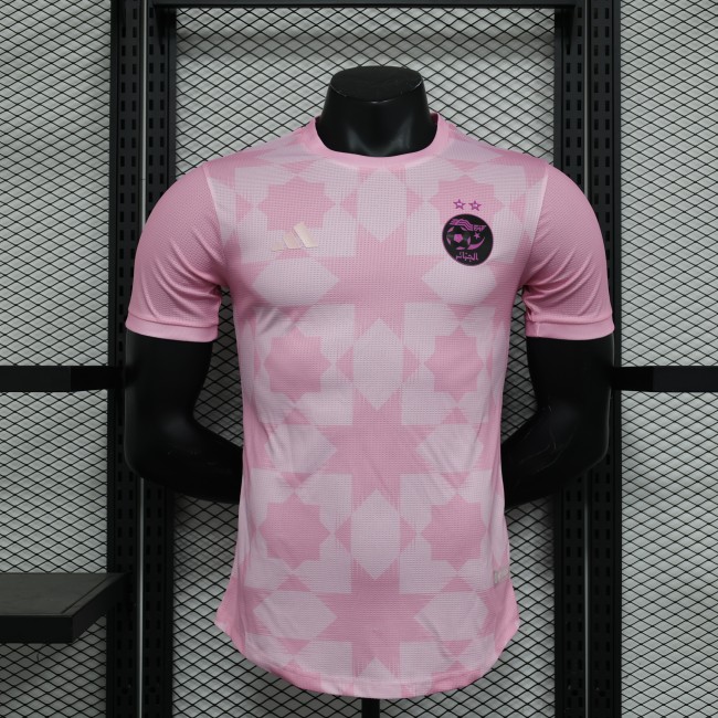 Player Version 2023 Algeria Pink/White Soccer Jersey Football Shirt