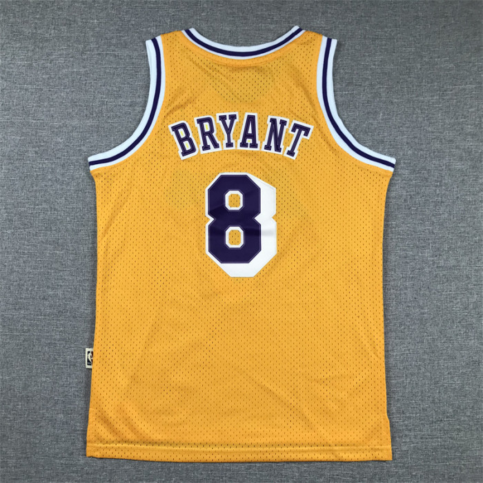 Youth Kids Basketball Shirt Los Angeles Lakers 8 KOBE BRYANT YELLOW NBA Jersey