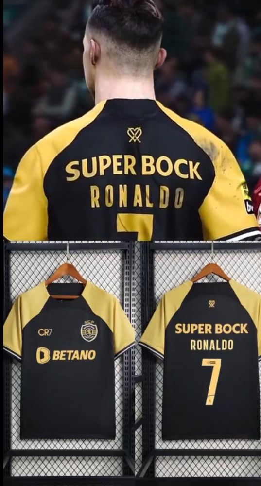 Lisbon Camisetas de Futbol Fan Version 2023-2024 Sporting Lisbon RONALDO 7 Third Away Black Soccer Jersey