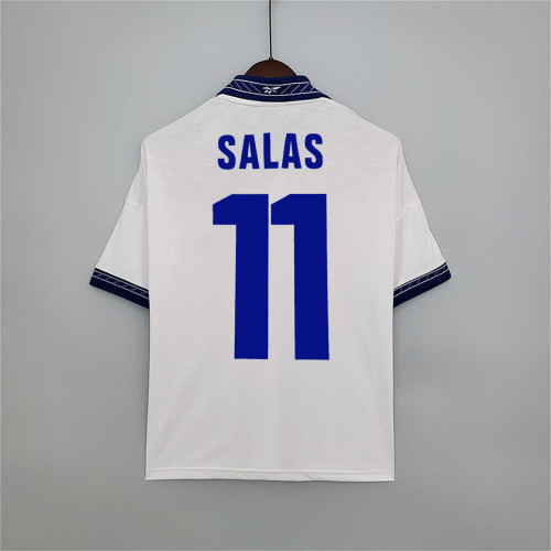 with Front Lettering Retro Jersey 1998 Chile SALAS 11 Away White Soccer Jersey