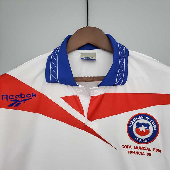 with Front Lettering Retro Jersey 1998 Chile SALAS 11 Away White Soccer Jersey