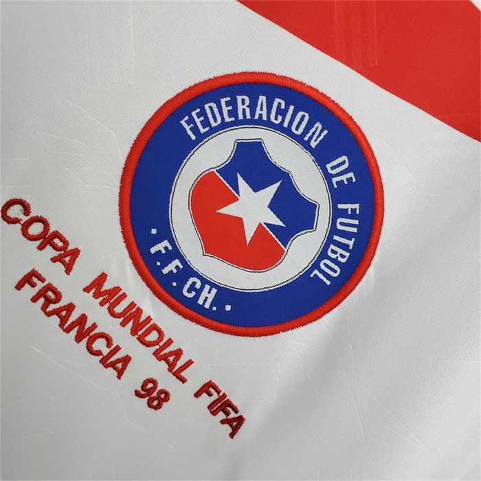 with Front Lettering Retro Jersey 1998 Chile SALAS 11 Away White Soccer Jersey