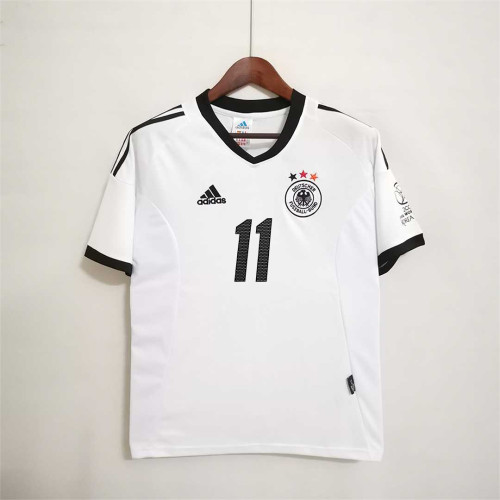 with World Cup Patch Retro Jersey 2002 Germany KLOSE 11 Home Soccer Jersey Vintage Football Shirt